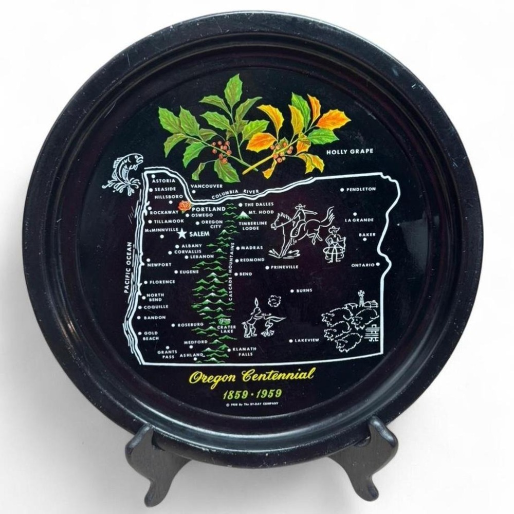 Oregon Centennial 12" 100-year anniversary black‎ metal tray